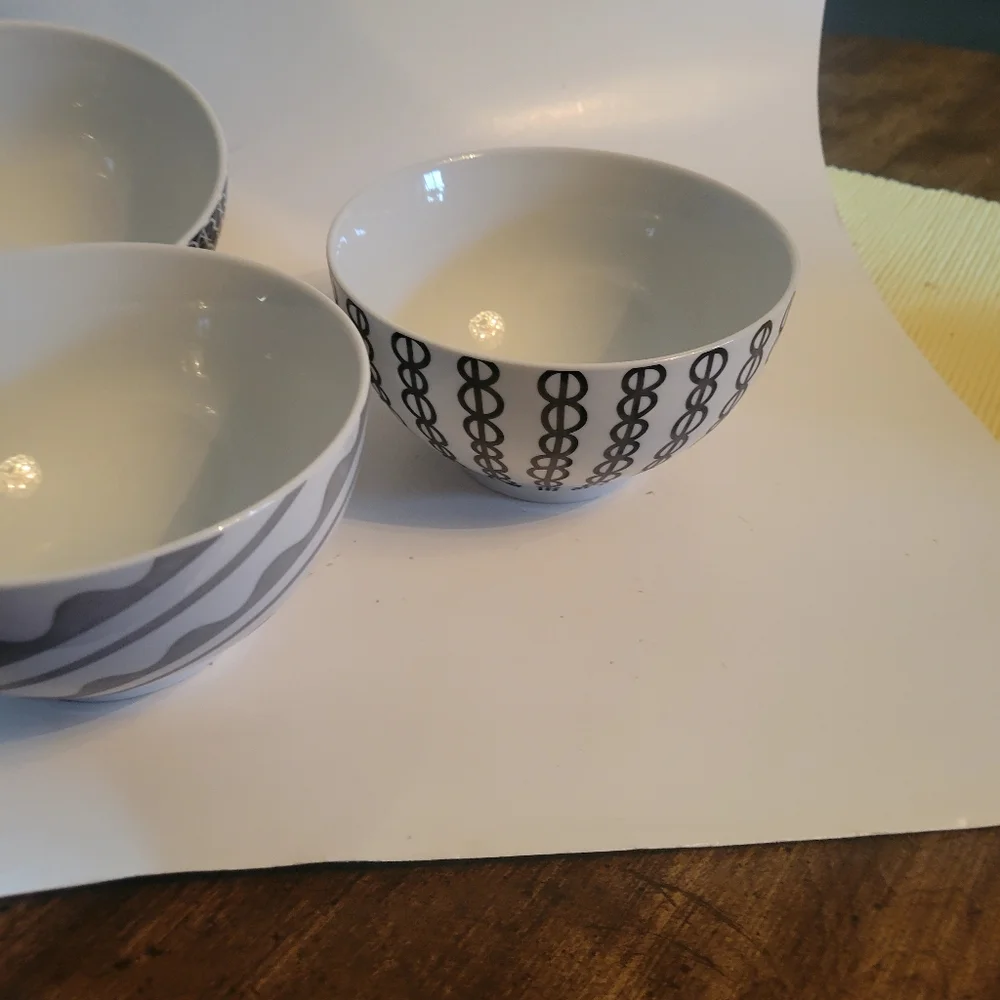 Set of Three CRATE & BARREL Patterned Bowls